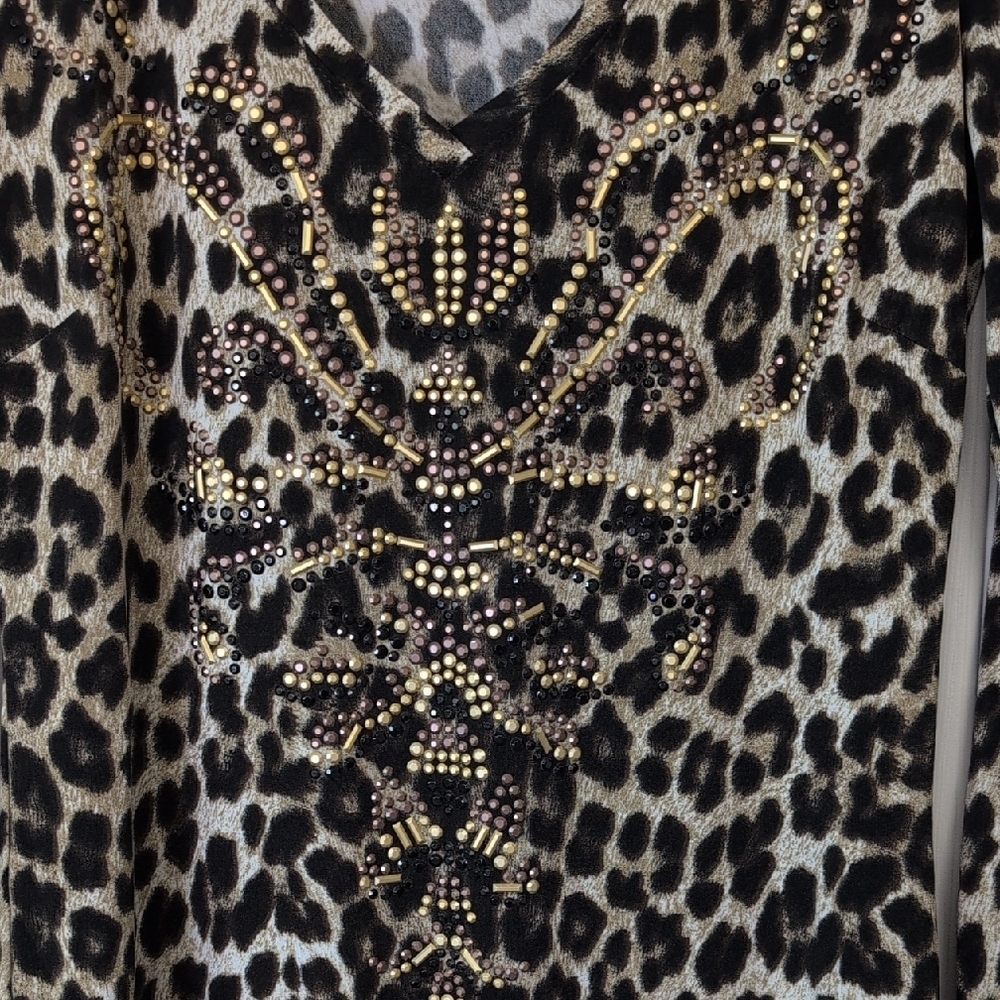 Cache Leopard Patterned Long Sleeve Vintage Top - image 4